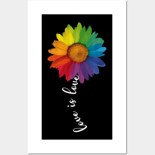 Love Is Love Rainbow Sunflower Lgbt Gay Lesbian Pride Shirt Posters and Art